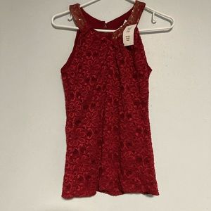 NWT Ricki’s Red Floral Lace Top